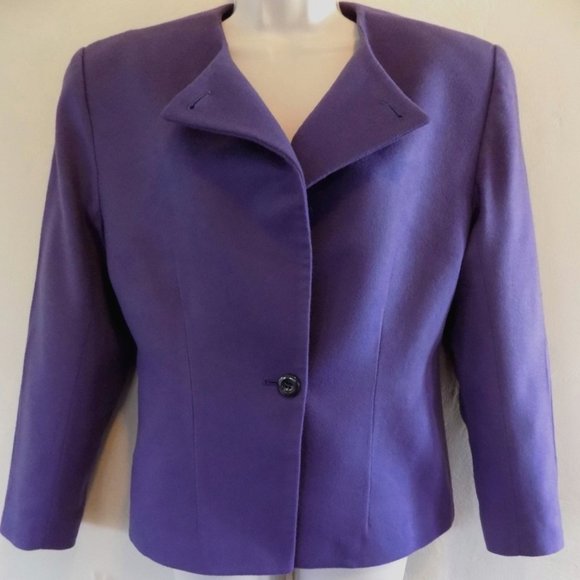 VTG Mary Ann Restivo jacket 4 Purple Asymmetric USA Fitted Blazer Union label - Picture 2 of 6